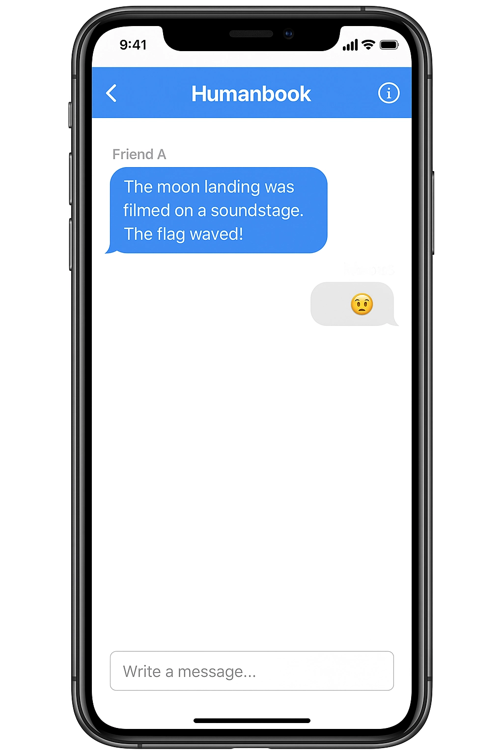 Phone showing Falsy app interface